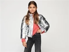 Kids ONLY silver shiny puffer vinterjakke
